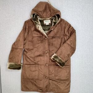 Vtg Fitz-Wright Women 1x Plus Jacket Faux Suede Fur Coat Button Mature Luxury